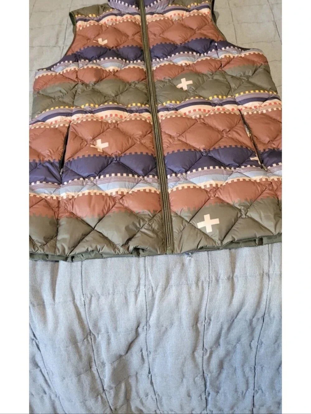 Pendleton Quilted Patterned Vest in Mauve, Navy & Gray